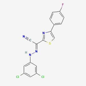 molecular formula C17H9Cl2FN4S B2371979 (2E)-N-(3,5-dichloroanilino)-4-(4-fluorophenyl)-1,3-thiazole-2-carboximidoyl cyanide CAS No. 477285-19-1