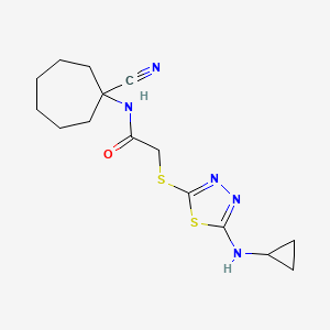 molecular formula C15H21N5OS2 B2371987 N-(1-cyanocycloheptyl)-2-[[5-(cyclopropylamino)-1,3,4-thiadiazol-2-yl]sulfanyl]acetamide CAS No. 1259194-75-6