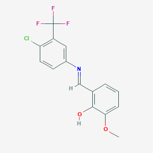 molecular formula C15H11ClF3NO2 B2372006 2-((E)-{[4-chloro-3-(trifluoromethyl)phenyl]imino}methyl)-6-methoxyphenol CAS No. 400040-10-0