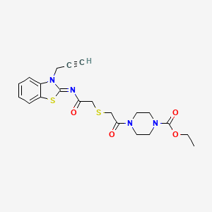 Ethyl 4-[2-[2-oxo-2-[(3-prop-2-ynyl-1,3-benzothiazol-2-ylidene)amino]ethyl]sulfanylacetyl]piperazine-1-carboxylate