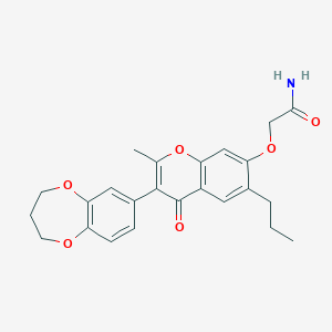 molecular formula C24H25NO6 B2372039 2-((3-(3,4-dihydro-2H-benzo[b][1,4]dioxepin-7-yl)-2-methyl-4-oxo-6-propyl-4H-chromen-7-yl)oxy)acetamide CAS No. 610764-47-1