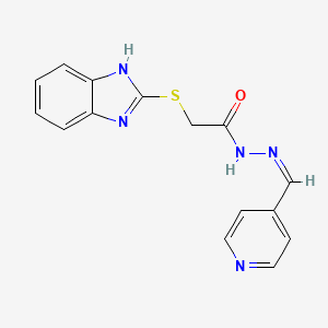 molecular formula C15H13N5OS B2372041 2-(1H-benzimidazol-2-ylsulfanyl)-N-[(Z)-pyridin-4-ylmethylideneamino]acetamide CAS No. 305338-93-6