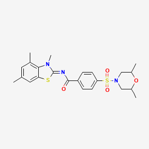 (E)-4-((2,6-dimethylmorpholino)sulfonyl)-N-(3,4,6-trimethylbenzo[d]thiazol-2(3H)-ylidene)benzamide