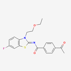 (Z)-4-acetyl-N-(3-(2-ethoxyethyl)-6-fluorobenzo[d]thiazol-2(3H)-ylidene)benzamide