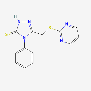 4-phenyl-3-(pyrimidin-2-ylsulfanylmethyl)-1H-1,2,4-triazole-5-thione