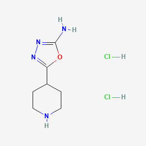 molecular formula C7H14Cl2N4O B2372078 5-(哌啶-4-基)-1,3,4-噁二唑-2-胺二盐酸盐 CAS No. 1909337-36-5