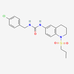 molecular formula C20H24ClN3O3S B2372094 1-(4-Chlorobenzyl)-3-(1-(propylsulfonyl)-1,2,3,4-tetrahydroquinolin-6-yl)urea CAS No. 1203006-09-0