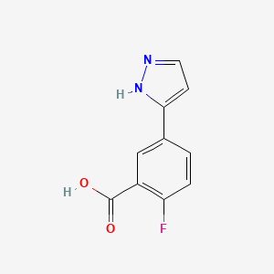 molecular formula C10H7FN2O2 B2372104 2-Fluoro-5-(1H-pyrazol-3-yl)benzoic acid CAS No. 956723-00-5