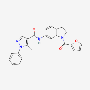 molecular formula C24H20N4O3 B2372109 N-(1-(furan-2-carbonyl)indolin-6-yl)-5-methyl-1-phenyl-1H-pyrazole-4-carboxamide CAS No. 1286726-15-5