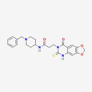 molecular formula C24H26N4O4S B2372112 N-(1-benzylpiperidin-4-yl)-3-(8-oxo-6-thioxo-5,6-dihydro-[1,3]dioxolo[4,5-g]quinazolin-7(8H)-yl)propanamide CAS No. 688055-29-0