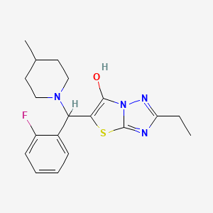 molecular formula C19H23FN4OS B2372116 2-Ethyl-5-((2-fluorophenyl)(4-methylpiperidin-1-yl)methyl)thiazolo[3,2-b][1,2,4]triazol-6-ol CAS No. 887218-85-1