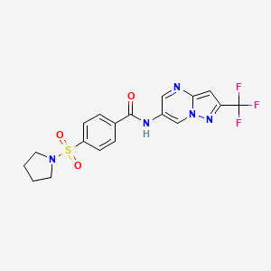 4-(pyrrolidin-1-ylsulfonyl)-N-(2-(trifluoromethyl)pyrazolo[1,5-a]pyrimidin-6-yl)benzamide