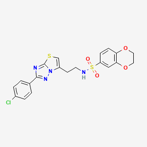 molecular formula C20H17ClN4O4S2 B2372133 N-(2-(2-(4-chlorophenyl)thiazolo[3,2-b][1,2,4]triazol-6-yl)ethyl)-2,3-dihydrobenzo[b][1,4]dioxine-6-sulfonamide CAS No. 896368-88-0