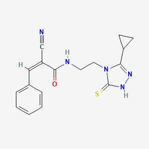 molecular formula C17H17N5OS B2372150 (Z)-2-Cyano-N-[2-(3-cyclopropyl-5-sulfanylidene-1H-1,2,4-triazol-4-yl)ethyl]-3-phenylprop-2-enamide CAS No. 1808575-79-2