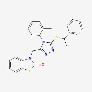 molecular formula C25H22N4OS2 B2372155 3-((5-((1-phenylethyl)thio)-4-(o-tolyl)-4H-1,2,4-triazol-3-yl)methyl)benzo[d]thiazol-2(3H)-one CAS No. 847402-94-2