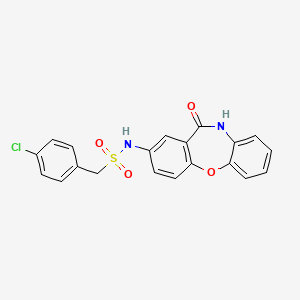 molecular formula C20H15ClN2O4S B2372158 1-(4-chlorophenyl)-N-(11-oxo-10,11-dihydrodibenzo[b,f][1,4]oxazepin-2-yl)methanesulfonamide CAS No. 921897-48-5