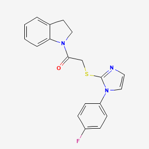 molecular formula C19H16FN3OS B2372170 2-((1-(4-氟苯基)-1H-咪唑-2-基)硫代)-1-(吲哚林-1-基)乙酮 CAS No. 688336-65-4