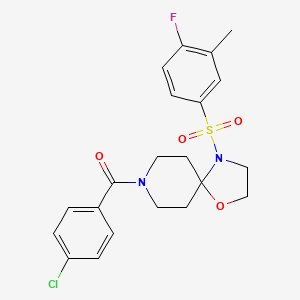 molecular formula C21H22ClFN2O4S B2372189 (4-氯苯基)(4-((4-氟-3-甲基苯基)磺酰基)-1-氧杂-4,8-二氮杂螺[4.5]癸-8-基)甲苯酮 CAS No. 946344-81-6