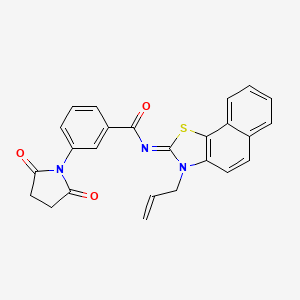molecular formula C25H19N3O3S B2372225 3-(2,5-dioxopyrrolidin-1-yl)-N-(3-prop-2-enylbenzo[g][1,3]benzothiazol-2-ylidene)benzamide CAS No. 868376-49-2