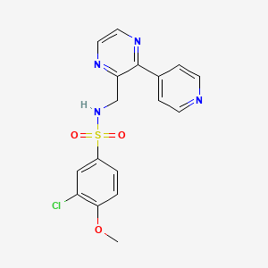 molecular formula C17H15ClN4O3S B2372302 3-chloro-4-methoxy-N-{[3-(pyridin-4-yl)pyrazin-2-yl]methyl}benzene-1-sulfonamide CAS No. 2097863-81-3