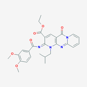 molecular formula C27H28N4O6 B2372312 (Z)-ethyl 2-((3,4-dimethoxybenzoyl)imino)-1-isobutyl-5-oxo-2,5-dihydro-1H-dipyrido[1,2-a:2',3'-d]pyrimidine-3-carboxylate CAS No. 534577-50-9