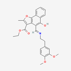 molecular formula C27H27NO6 B2372316 (Z)-乙基 4-(((3,4-二甲氧基苯乙基)氨基)亚甲基)-2-甲基-5-氧代-4,5-二氢萘并[1,2-b]呋喃-3-羧酸酯 CAS No. 637755-94-3