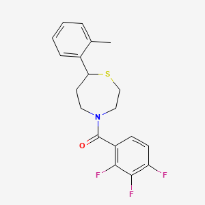 molecular formula C19H18F3NOS B2372321 (7-(o-Tolyl)-1,4-thiazepan-4-yl)(2,3,4-trifluorophenyl)methanone CAS No. 1704521-89-0