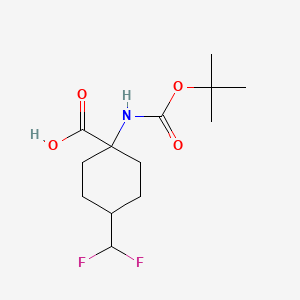 molecular formula C13H21F2NO4 B2372331 1-((tert-Butoxycarbonyl)amino)-4-(difluoromethyl)cyclohexane-1-carboxylic acid CAS No. 2230798-93-1