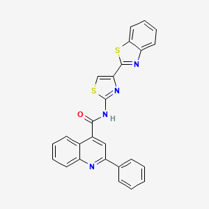 molecular formula C26H16N4OS2 B2372337 N-[4-(1,3-benzothiazol-2-yl)-1,3-thiazol-2-yl]-2-phenylquinoline-4-carboxamide CAS No. 477486-53-6