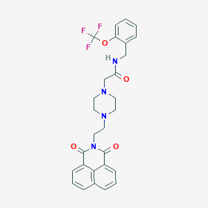 molecular formula C28H27F3N4O4 B2372347 2-(4-(2-(1,3-dioxo-1H-benzo[de]isoquinolin-2(3H)-yl)ethyl)piperazin-1-yl)-N-(2-(trifluoromethoxy)benzyl)acetamide CAS No. 2034534-38-6