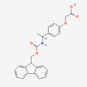 molecular formula C25H23NO5 B2372360 2-[4-[1-(9H-Fluoren-9-ylmethoxycarbonylamino)ethyl]phenoxy]acetic acid CAS No. 2137959-74-9