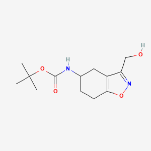 molecular formula C13H20N2O4 B2372379 叔丁基（3-(羟甲基)-4,5,6,7-四氢苯并[d]异恶唑-5-基）氨基甲酸酯 CAS No. 2177263-16-8