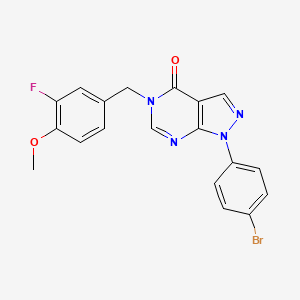 molecular formula C19H14BrFN4O2 B2372405 1-(4-bromophenyl)-5-(3-fluoro-4-methoxybenzyl)-1,5-dihydro-4H-pyrazolo[3,4-d]pyrimidin-4-one CAS No. 1326913-66-9