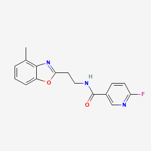 molecular formula C16H14FN3O2 B2372410 6-氟-N-[2-(4-甲基-1,3-苯并恶唑-2-基)乙基]吡啶-3-甲酰胺 CAS No. 1436119-84-4