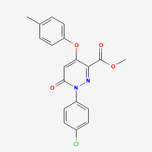 molecular formula C19H15ClN2O4 B2372413 Methyl 1-(4-chlorophenyl)-4-(4-methylphenoxy)-6-oxo-1,6-dihydro-3-pyridazinecarboxylate CAS No. 338405-42-8