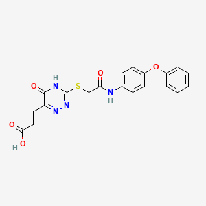 molecular formula C20H18N4O5S B2372419 3-[5-Oxo-3-({2-oxo-2-[(4-phenoxyphenyl)amino]ethyl}sulfanyl)-4,5-dihydro-1,2,4-triazin-6-yl]propanoic acid CAS No. 898607-67-5