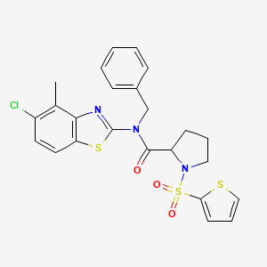 molecular formula C24H22ClN3O3S3 B2372435 N-benzyl-N-(5-chloro-4-methylbenzo[d]thiazol-2-yl)-1-(thiophen-2-ylsulfonyl)pyrrolidine-2-carboxamide CAS No. 1050212-21-9