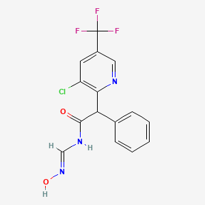 molecular formula C15H11ClF3N3O2 B2372443 2-[3-chloro-5-(trifluoromethyl)-2-pyridinyl]-N-[(hydroxyimino)methyl]-2-phenylacetamide CAS No. 338407-24-2