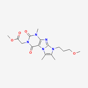 molecular formula C17H23N5O5 B2372444 2-[8-(3-甲氧基丙基)-1,6,7-三甲基-2,4-二氧代-1,3,5-三氢-4-咪唑并[1,2-h]嘌呤-3-基]乙酸甲酯 CAS No. 896311-73-2