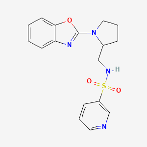 molecular formula C17H18N4O3S B2372446 N-((1-(苯并[d]恶唑-2-基)吡咯烷-2-基)甲基)吡啶-3-磺酰胺 CAS No. 1795301-04-0