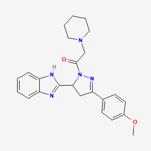 molecular formula C24H27N5O2 B2372457 1-(5-(1H-苯并[d]咪唑-2-基)-3-(4-甲氧基苯基)-4,5-二氢-1H-吡唑-1-基)-2-(哌啶-1-基)乙酮 CAS No. 313226-65-2