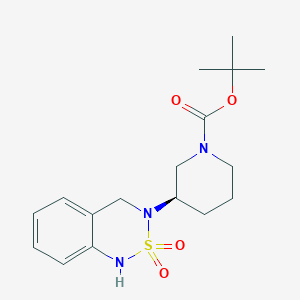 molecular formula C17H25N3O4S B2372482 (R)-3-(2,2-Dioxo-1,4-dihydro-2H-2lambda*6*-benzo[1,2,6]thiadiazin-3-yl)-piperidine-1-carboxylic acid tert-butyl ester CAS No. 1389310-20-6