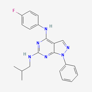 molecular formula C21H21FN6 B2372505 N~4~-(4-fluorophenyl)-N~6~-(2-methylpropyl)-1-phenyl-1H-pyrazolo[3,4-d]pyrimidine-4,6-diamine CAS No. 946217-93-2