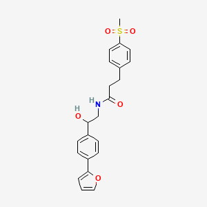 molecular formula C22H23NO5S B2372511 N-[2-[4-(Furan-2-yl)phenyl]-2-hydroxyethyl]-3-(4-methylsulfonylphenyl)propanamide CAS No. 2309589-91-9