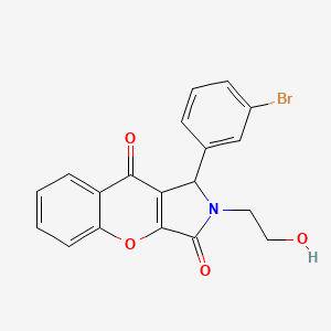 molecular formula C19H14BrNO4 B2372528 1-(3-Bromophenyl)-2-(2-hydroxyethyl)-1,2-dihydrochromeno[2,3-c]pyrrole-3,9-dione CAS No. 850730-14-2