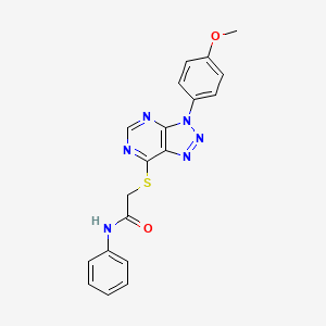 molecular formula C19H16N6O2S B2372529 2-((3-(4-甲氧基苯基)-3H-[1,2,3]三唑并[4,5-d]嘧啶-7-基)硫代)-N-苯基乙酰胺 CAS No. 863500-19-0