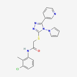 molecular formula C20H17ClN6OS B2372536 N-(3-chloro-2-methylphenyl)-2-{[5-(pyridin-3-yl)-4-(1H-pyrrol-1-yl)-4H-1,2,4-triazol-3-yl]sulfanyl}acetamide CAS No. 886929-60-8