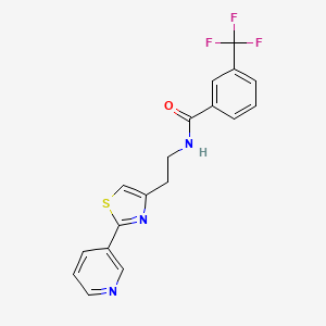 molecular formula C18H14F3N3OS B2372550 N-(2-(2-(pyridin-3-yl)thiazol-4-yl)ethyl)-3-(trifluoromethyl)benzamide CAS No. 863513-32-0