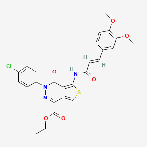 molecular formula C26H22ClN3O6S B2372589 (E)-ethyl 3-(4-chlorophenyl)-5-(3-(3,4-dimethoxyphenyl)acrylamido)-4-oxo-3,4-dihydrothieno[3,4-d]pyridazine-1-carboxylate CAS No. 851950-66-8