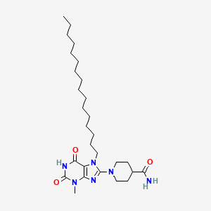 molecular formula C28H48N6O3 B2372614 1-(7-hexadecyl-3-methyl-2,6-dioxo-2,3,6,7-tetrahydro-1H-purin-8-yl)piperidine-4-carboxamide CAS No. 476481-98-8